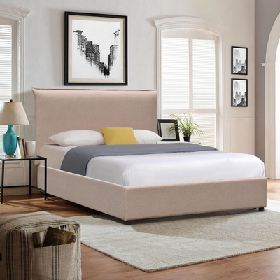 Van het het Kadertriplex van koningssize upholstered bed van de het Schuimstof het Materiële Comfortabele Hoge Hoofdeinde