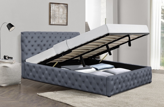 OEM ODM het Platform bekleedde Tufted Eenspersoonsbed met Opslag