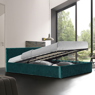 De groene van het de Opslagbed van de Stoffen Comfortabele Stoffering Dubbele Grootte voor Slaapkamer