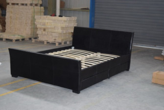 Sunny Black Velvet Fabric Bed-Kader Bekleed Koningin Fabric Platform Bed ODM OEM