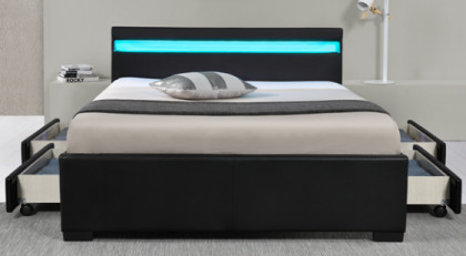 Volledig bed frame met LED-oplaadstation opslag hoofdplaat en laden