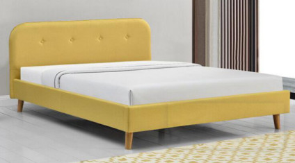 Sunny Yellow Linen Fabric Bed-Kader Bekleed met de Certificatie van Hoofdeindece