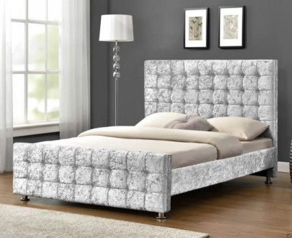 OEM Bekleed Grey King Size Bed Crush-EMC van het het Bedkader van de Fluweelstof Certificaat