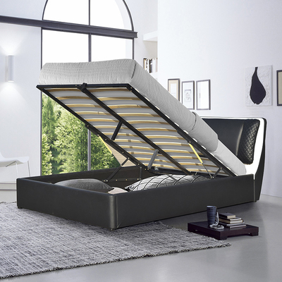 Van het het Leerbed van SUNNY Classic Black Pu Houten het Bedkader met Lift op Opslag