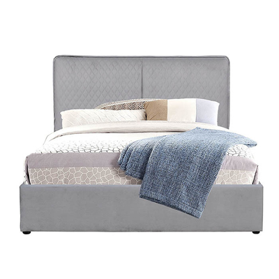 Het lichte Grey King Size Gas Lift-Leer van het Opslagbed Pu met Dubbel Hoofdkussenhoofdeinde