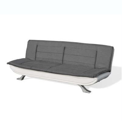 Doorgenaaide Leer van Faux van de houtskoolstof het Witte 3 Seater Sofa Bed With Chrome Feet