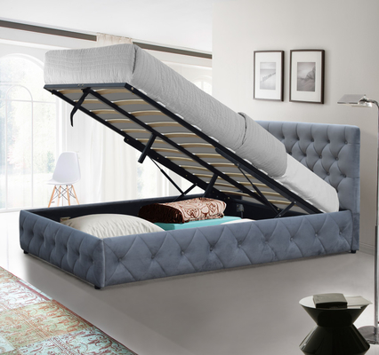 Pluche fluwelen gestoffeerde Ottomaanse bedframe kingsize opbergbed voor slaapkamer