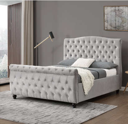 Crushed Velvet Chesterfield Sleigh Ottoman opbergbed Gasveer Gladde opening