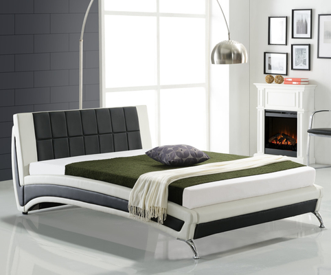 Faux PU-leer gestoffeerd bedframe Zwart en wit Super King Size