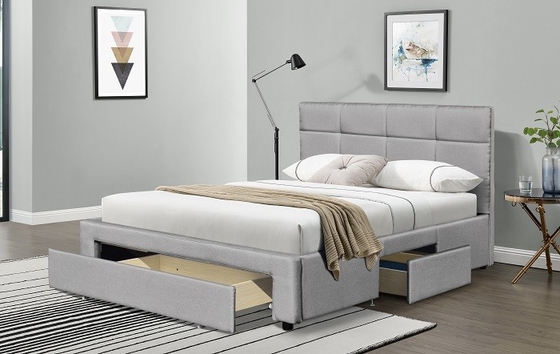 Het Kader Grey Dark Blue Black Linen van koningssize upholstered bed met trekt