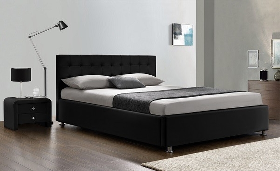 Schrijf/Zwarte Beklede Bedfabrikant PU Leather Queen Size 50pcs MOQ