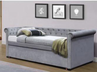 Grey Colour Multifunctional Upholstered Trundle Daybed met Opslag