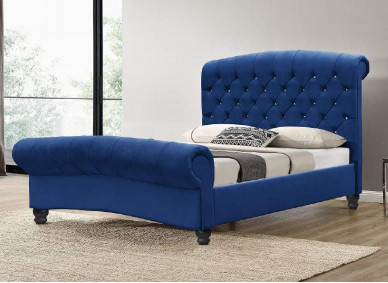 OEM de hoge duurzaamheid van Luxueus de Koningssize bed frame van Ottomaneblue velvet