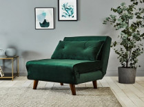 Tri Vouwbaar Bekleed Daybed-Malachiet Groen Fluweel Sofa Bed Chair