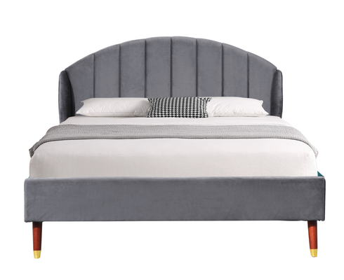 De gemakkelijke van het Kaderhout Opgesprongen Latjes van het Assemblagefluweel Beklede Bed Dubbele Grootte