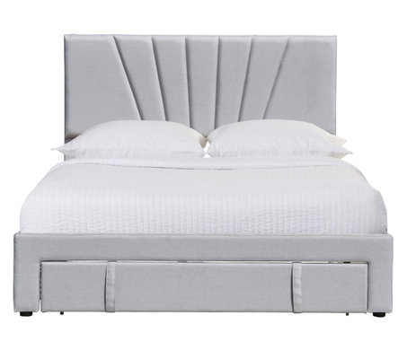 80 x 60 inch gepoleerde bed frame queen size linnen stoffen lade op voetbord