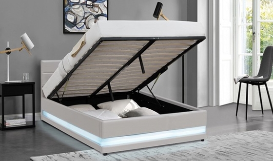 Home Meubels Volledig Queen Size Gepupperd Platform Bed Met LED Licht