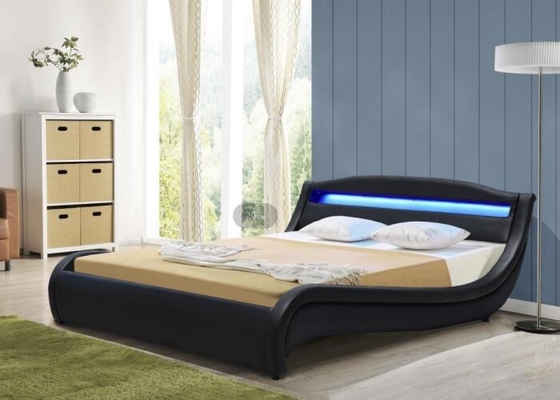 ROSH-van het LEIDENE Bekleed van de het Leerkoning van Faux Bedtriplex Zwart Houten het Bedkader van Size Low Modern