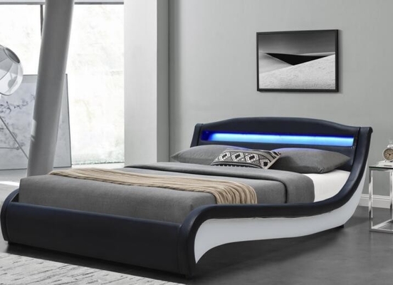 SF896 dubbele Grootte LEIDEN Bekleed Bed Zwart Wit Pu met Hoofdeinde