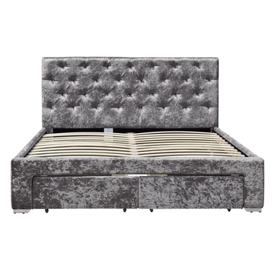 Koninginsize Double Upholstered Ottoman Bedkader met 4 Ladenoem ODM