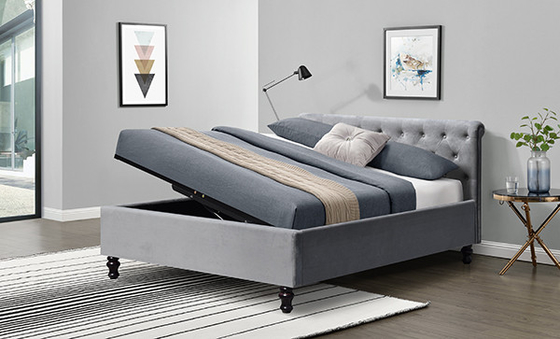 Van het het Bedkader van Lambethgrey velvet sleigh storage ottoman de Dubbele Koning Size