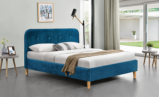 Stof van het het Bedkader BSCI van het fluweel de Blauwe Triplex Bekleed Koningin Bed Headboard