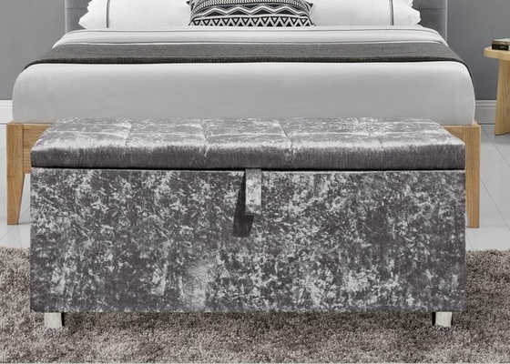 Doos van de de Ottomaneopslag van verbrijzelingsdiamond silver crushed velvet ottoman de Vouwbare