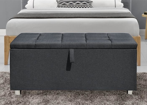 De beklede Ottomane het Donkere UK Fr Grey Fabric Blanket Box van de Stoffenopslag