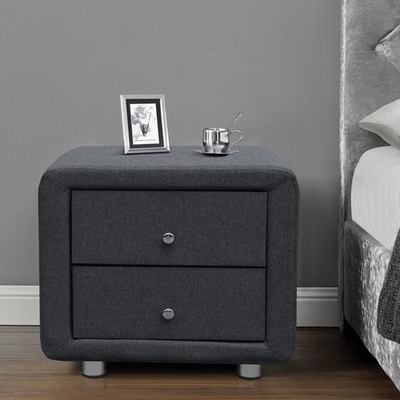 De moderne Beklede Tafellinnen Grey Velvet Nightstand van het Stoffenbed 2 Laden
