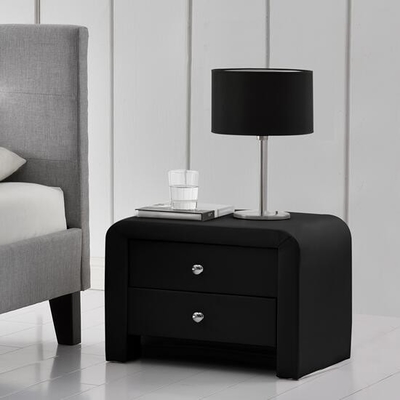 Beklede zwarte 2 Lade Nightstand