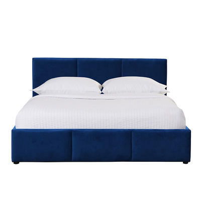 De Blue Velvet Beklede van het de Opslagbed van de Gaslift Koning Size Plywood Material
