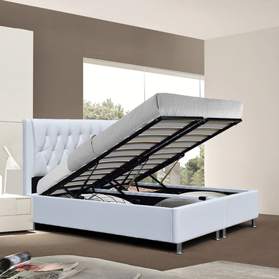 Tufted Diamond Buttons Upholstery Platform Bed-Leer van Kader Witte Faux