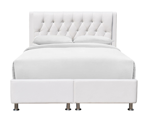 Tufted Diamond Buttons Upholstery Platform Bed-Leer van Kader Witte Faux