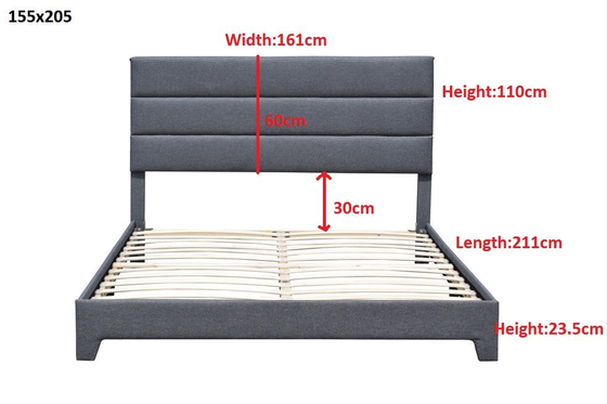 Het moderne Bed van het Koninginsize Upholstered Platform met Regelbaar Hoogtehoofdeinde