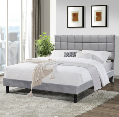 Het Bedkader Donker Grey With Adjustable Headboard Height van koningssize upholstered platform