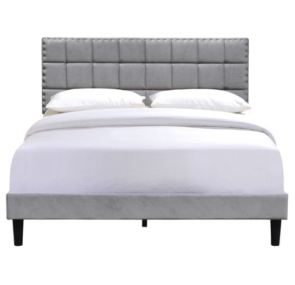 Het Bedkader Donker Grey With Adjustable Headboard Height van koningssize upholstered platform