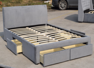 Huismeubilair het Bedkader van de Koninginsize Fabric Bed Frame Fluweel Stof met Opslagladen