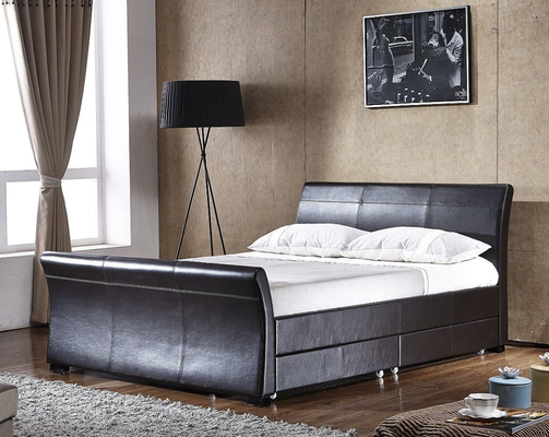 Europees Bekleed Triplex 4 van het Stijlpu Leer Bed het Bedkader van de Ladeopslag