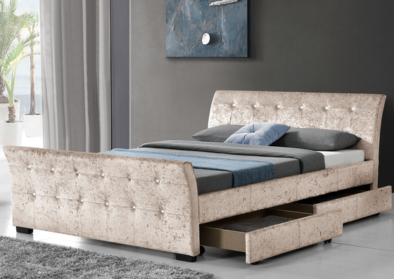 Europees Bekleed Triplex 4 van het Stijlpu Leer Bed het Bedkader van de Ladeopslag