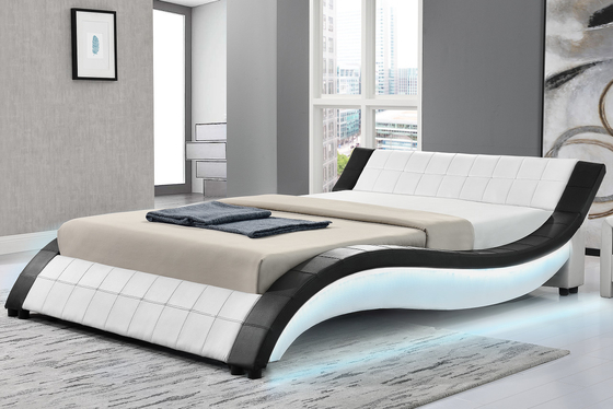Bekleed van de het Kadergolf van het Triplexbed de Vormpu Leer met LEIDENE Beide Zijsporen
