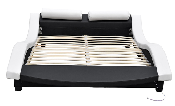 Triplex van het het Kaderpu Leer van het golf het Vorm Beklede Bed met LEIDENE Footboard