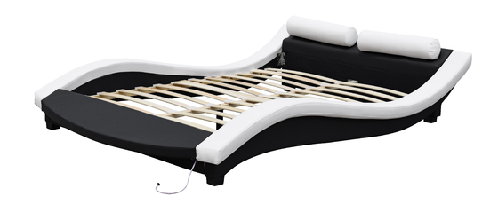 Triplex van het het Kaderpu Leer van het golf het Vorm Beklede Bed met LEIDENE Footboard