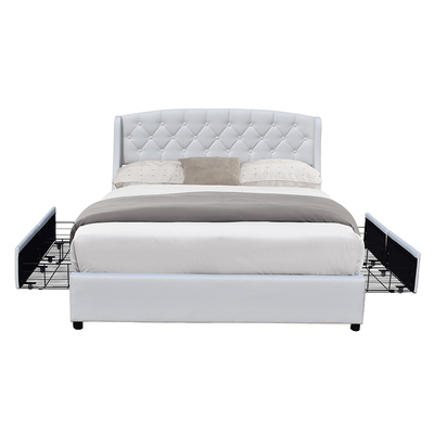 Moderne Koningin Size MDF Houten Tweepersoonsbed met Opslagdoos 4 Lade