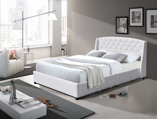Twee LEIDEN Koninginsize Upholstered Bed 4 van Orenfaux Leer Geestelijke Laden Doorgenaaide Knopen