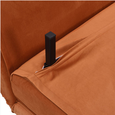 2 Seater Klein Dubbel Vouwend Sofa Bed Orange Velvet Upholstered rolt Daybed voort