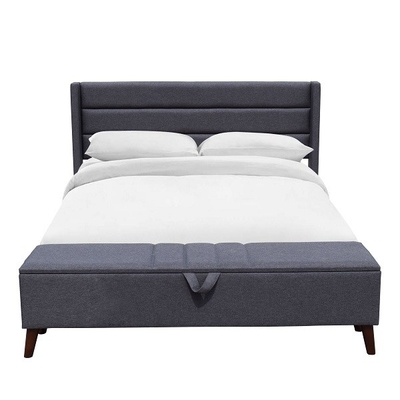 Van de Koningssize upholstered bed van de opslagottomane het Kader Duurzaam Houten Grey Slat