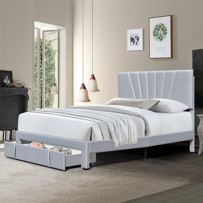 Het Bed Ergonomisch Grey Color With Drawer van de koninginsize Fabric Leather Upholstered Opslag