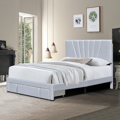 Het Bed Ergonomisch Grey Color With Drawer van de koninginsize Fabric Leather Upholstered Opslag