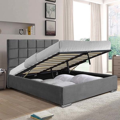 Donker Grey Velvet Queen Lift Storage-Bed 140x190cm met het Opheffen van Matras