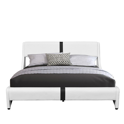 Van 140 X 200 Cm-LEIDENE het Beklede Leer Bed Zwarte/Witte Faux met leiden